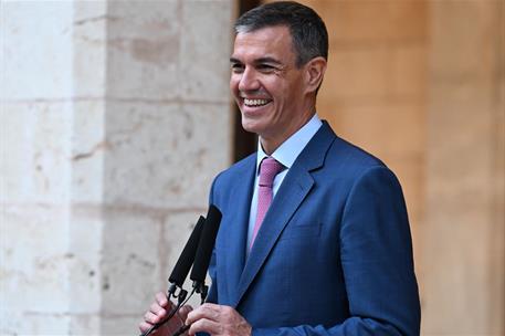 29/07/2026. Pedro Sánchez despacha con el rey. Pedro Sánchez comparece ante los medios tras el despacho con S.M. el Rey.