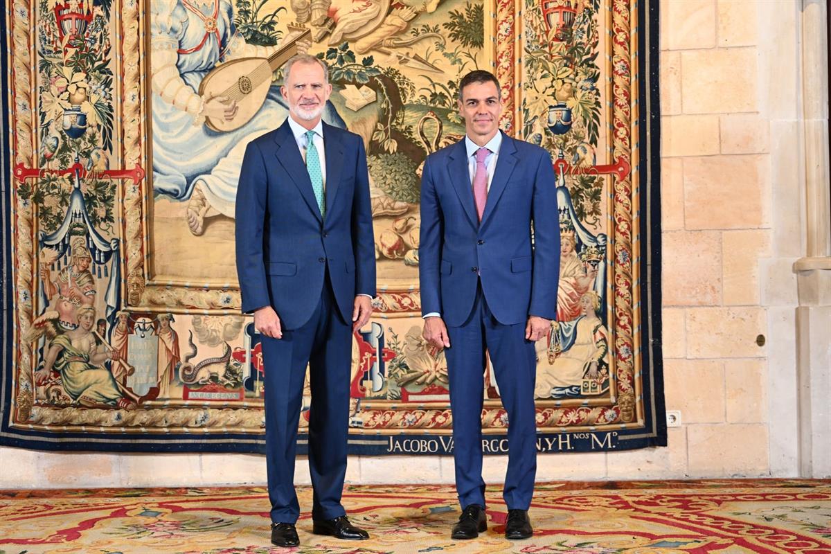 29/07/2026. Pedro Sánchez despacha con el rey. El presidente del Gobierno, Pedro Sánchez, con el rey Felipe VI en el tradicional despacho de verano.