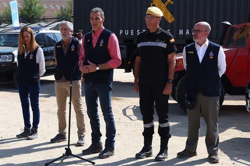Pedro Sánchez desde el Puesto de Mando Avanzado de Navalcarnero