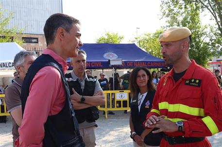 29/07/2026. Pedro Sánchez visita las zonas afectadas por el incendio en la Comunidad de Madrid. El presidente del Gobierno, Pedro Sánchez, c...