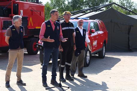29/07/2026. Pedro Sánchez visita las zonas afectadas por el incendio en la Comunidad de Madrid. El presidente del Gobierno, Pedro Sánchez, j...