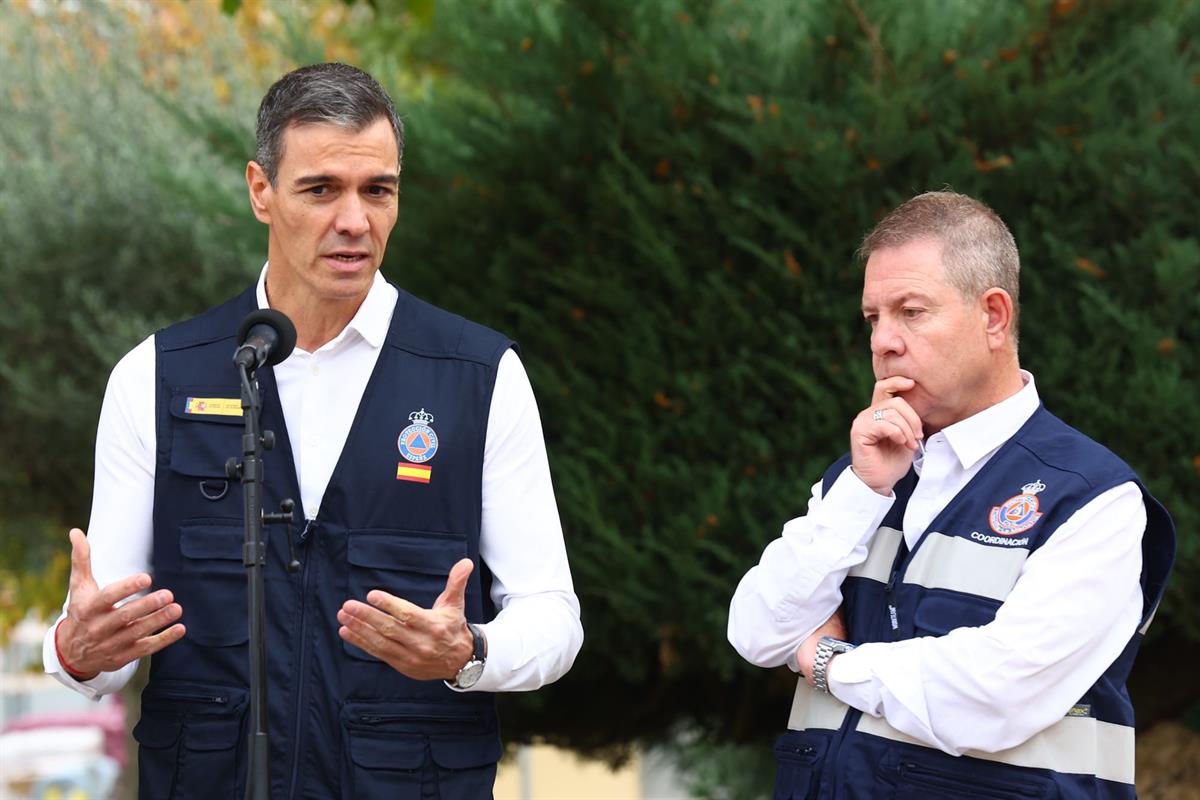 29/10/2026. El presidente del Gobierno comparece ante los medios tras la reunión del CECOPI en Toledo. El jefe del Ejecutivo, Pedro Sánchez,...