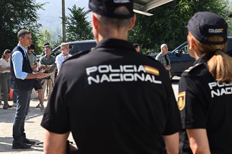 30/07/2026. Pedro Sánchez visita las zonas afectadas por el incendio en Ávila. El presidente del Gobierno, Pedro Sánchez, durante la declara...