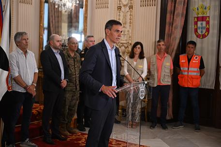 31/07/2026. Viaje del presidente del Gobierno a Ceuta. El presidente del Gobierno, Pedro Sánchez, durante la declaración institucional que h...