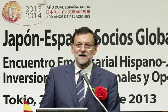 2/10/2013. Viaje del presidente del Gobierno a Japón. El presidente del Gobierno, Mariano Rajoy, durante su intervención en la inauguración ...
