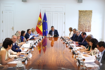 25/08/2026. Pedro Sánchez preside la reunión del Consejo de Seguridad Nacional, en el Complejo de la Moncloa.