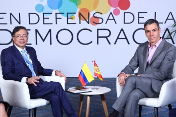 17/04/2026. Pedro Sánchez durante su encuentro con el presidente de Colombia en Barcelona