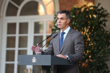 5/10/2026. Pedro Sánchez durante su declaración institucional de convocatoria de elecciones