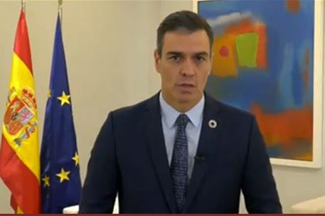 3/12/2020. Captura del vídeo del presidente para la sesión extraordinaria de la Asamblea General de Naciones Unidas sobre la Covid-19