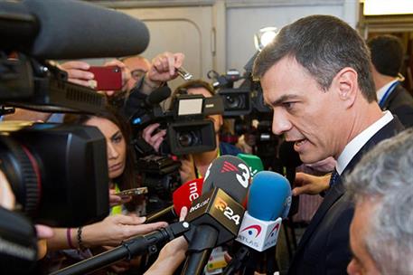 29/06/2018. Pedro Sánchez atiende a los medios de comunicación
