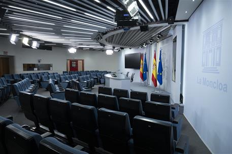 27/05/2022. La Moncloa Abierta. Sala de prensa del Edificio Portavoz, donde se ubica la Secretaría de Estado de Comunicación.