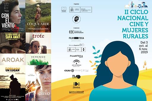Cartel y portadas de las películas que se proyectarán en el II Ciclo Nacional Cine y Mujeres Rurales