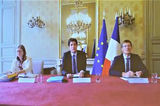 El ministro de Agricultura y Alimentación de Francia, Julien Denormandie, durante la videoconferencia