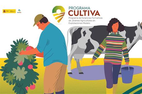 Cartel del programa Cultiva 2025, de Estancias Formativos de Jóvenes Agricultores en Explotaciones Modelo.