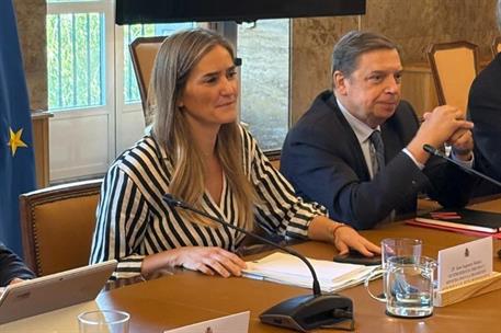 ​​​La vicepresidenta Sara Aagesen y el ministro Luis Planas, en la reunión con representantes de los sectores agrario y pesquero
