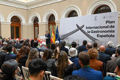9/02/2026. International Plan for Spanish Gastronomy. The Minister for Agriculture, Fisheries and Food, Luis Planas, during his speech at the event
