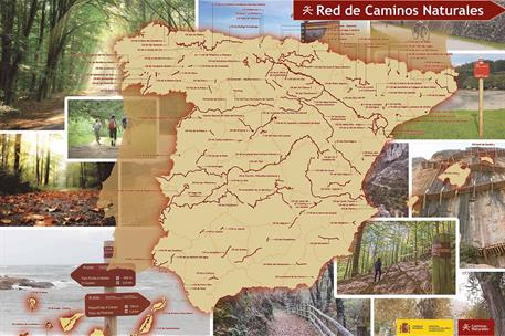 Mapa de España con la Red de Caminos Naturales