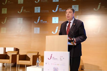 ​​​​El ministro de Agricultura, Pesca y Alimentación, Luis Planas, durante su intervención en el Congreso Mundial del Jamón
