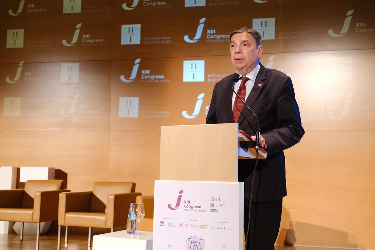 ​​​​El ministro de Agricultura, Pesca y Alimentación, Luis Planas, durante su intervención en el Congreso Mundial del Jamón