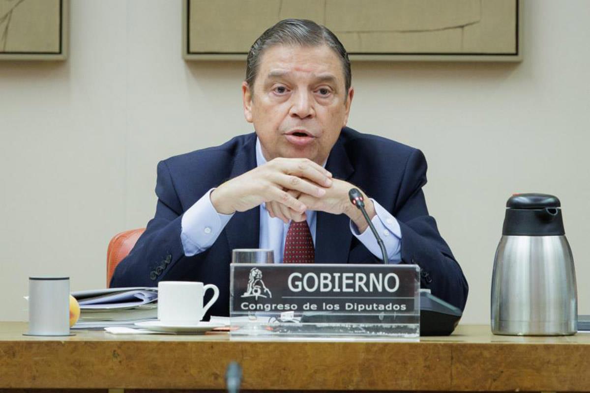 El ministro de Agricultura, Pesca y Alimentación, Luis Planas, durante su comparecencia en el Congreso de los Diputados.