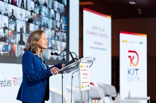 Nadia Calviño durante su intervención en el acto