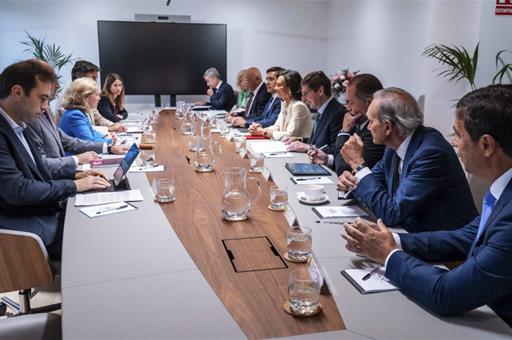 Reunión de Nadia Calviño con los presidentes de las principales entidades financieras españolas.