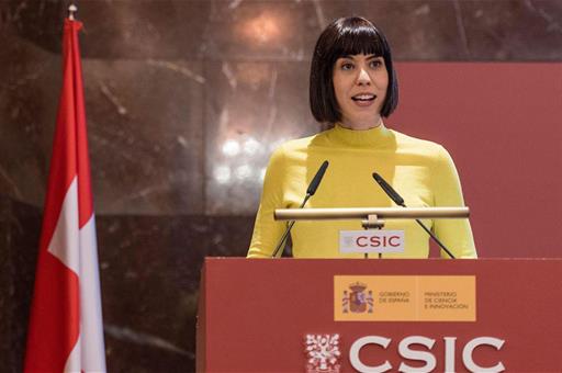 La ministra de Ciencia e Innovación, Diana Morant, durante su intervención