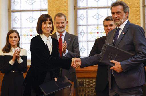 La ministra de Ciencia e Innovación de España, Diana Morant, y el ministro de Ciencia y Educación de Croacia, Radovan Fuchs