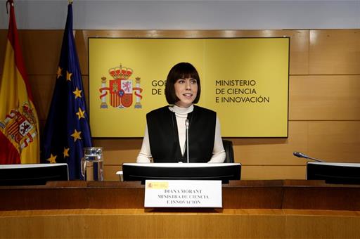 La ministra Diana Morant, durante la presentación de los presupuestos del Ministerio de Ciencia e Innovación para 2022