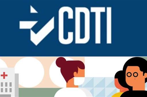 Cartel con el logo del Centro para el Desarrollo Tecnológico Industrial (CDTI)