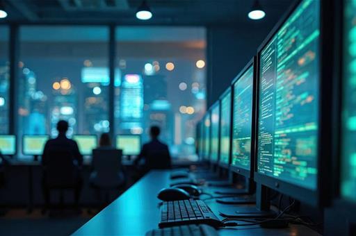 Espacio de trabajo tecnológico, nocturno