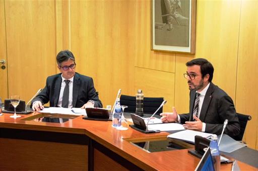 El ministro Alberto Garzón, durante el Consejo, celebrado por videoconferncia