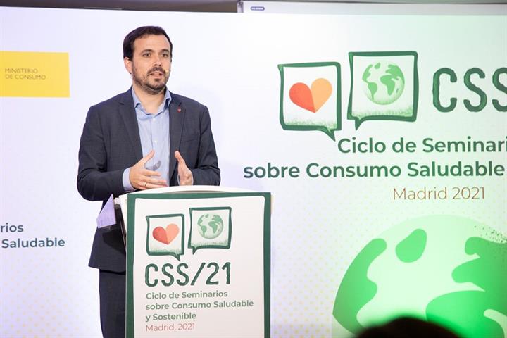 El ministro Alberto Garzón durante su intervención en el Seminario