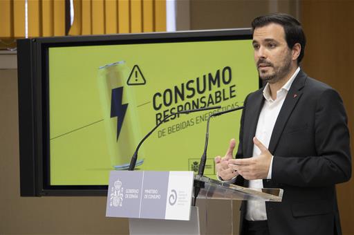 El ministro de Consumo, Alberto Garzón, durante la presentación del informe