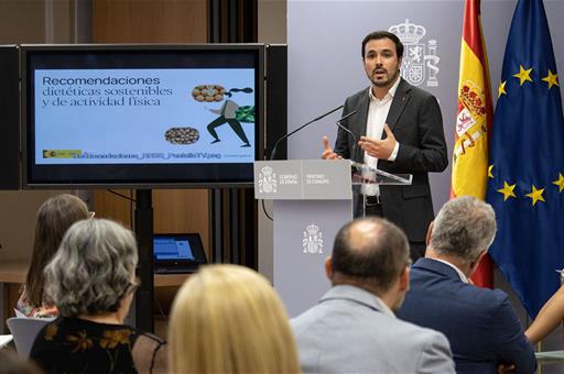 El ministro de Consumo, Alberto Garzón, durante su intervención