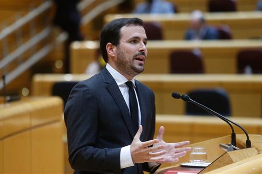 El ministro de Consumo, Alberto Garzón, en la sesión de control al Gobierno en el Senado