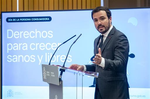 El ministro de Consumo, Alberto Garzón, durante su intervención en el acto