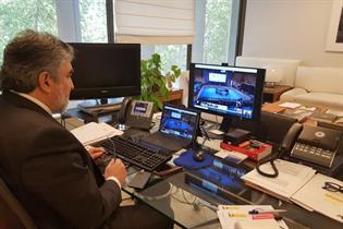 El ministro de Cultura, José Manuel Rodríguez Uribes durante la videoconferencia