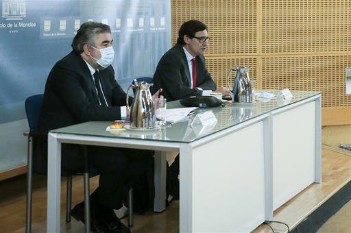 Los ministros durante la rueda de prensa