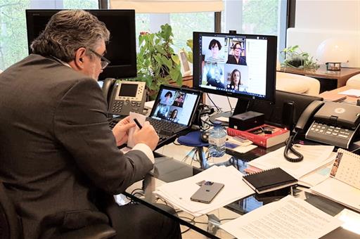 José Manuel Rodríguez Uribe durante una videoconferencia