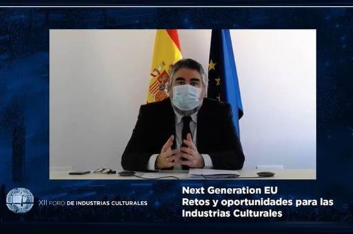 El ministro de Cultura, José Manuel Rodríguez Uribes, durante su intervención en el XII Foro de Industrias Culturales