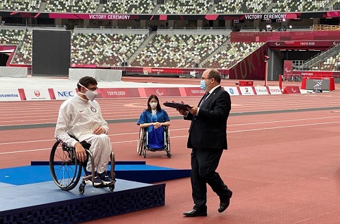5/09/2021. Iceta entrega las medallas de Maratón masculino en silla de ruedas categoría T54 en los Juegos Paralímpicos 5/09/2021. Iceta entrega las medallas de Maratón masculino en silla de ruedas categoría T54 en los Juegos Paralímpicos