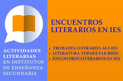 Cartel en castellano y lenguas cooficiales de los Encuentros literarios en IES