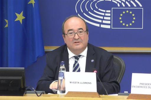 El ministro de Cultura y Deporte, Miquel Iceta, en el Parlamento Europeo