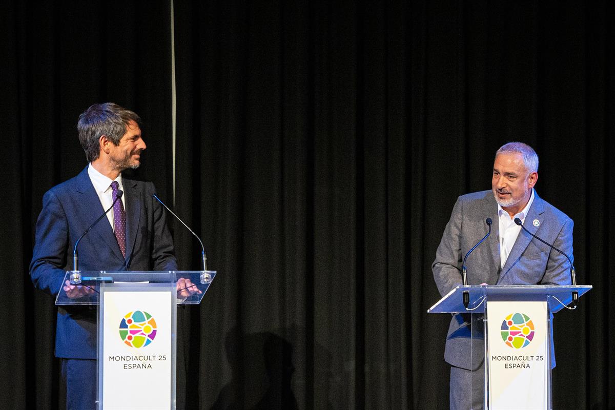 4/09/2025. Presentation of Mondiacult 2025. The Minister for Culture, Ernest Urtasun, and UNESCO's Assistant Director-General for Culture, E...