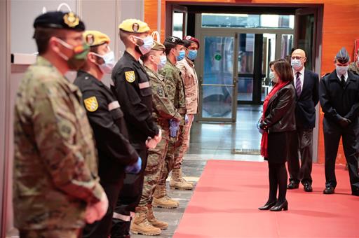 La ministra de Defensa, Margarita Robles, durante el acto de homenaje