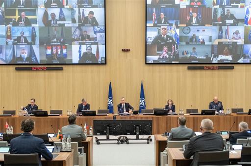 Videoconferencia de la OTAN con la participación de la ministra de Defensa de España, Margarita Robles