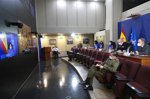 Margarita Robles en la reunión de ministros de Defensa de la OTAN, por videoconferencia