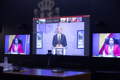 La ministra de Defensa, Margarita Robles, participa por videoconferencia en la Cumbre de Líderes sobre el Clima