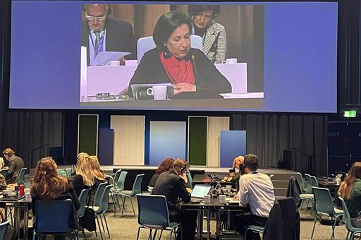8/03/2023. Robles takes part in the of EU defence ministers' meeting in Brussels. The Minister for Defense, Margarita Robles, during one of ...